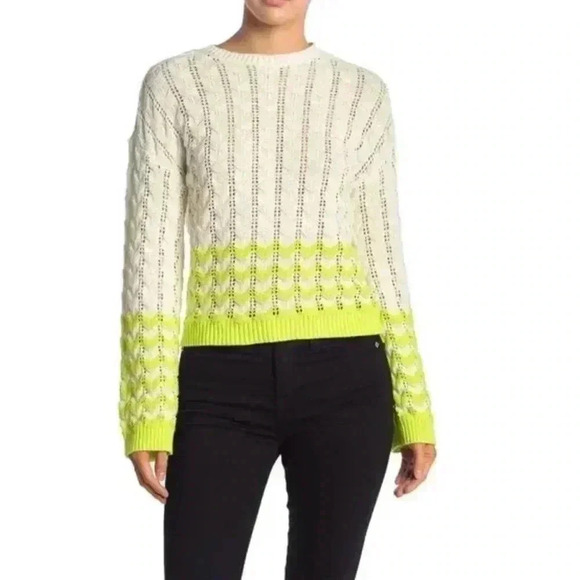 ABOUND Ivory/Green Sorbet Striped Pointella Knit Sweater Women's Size XXS, small - Picture 2 of 14